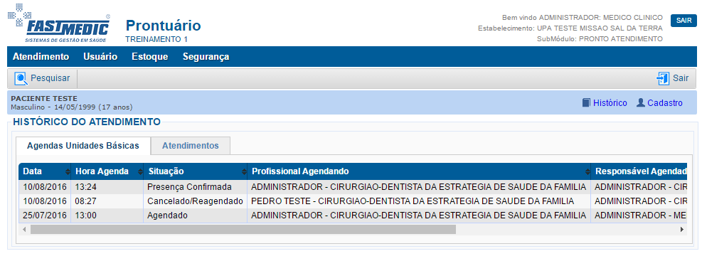 Histórico Agendamentos